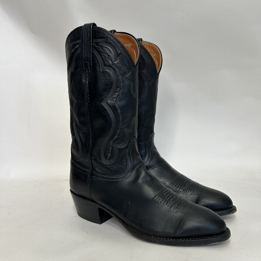 Vintage Lucchese 2000 Genuine Elk Western Cowboy Boots “Black” Men’s 8.5D