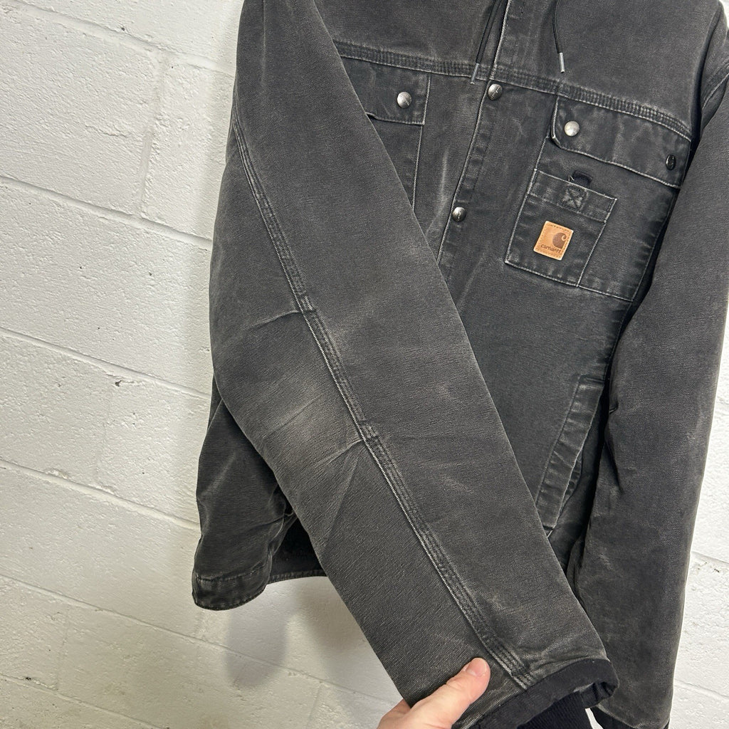 Y2K Carhartt Sandstone Hooded Multi-Pocket Jacket “Black” J284 BLK Men’s Large