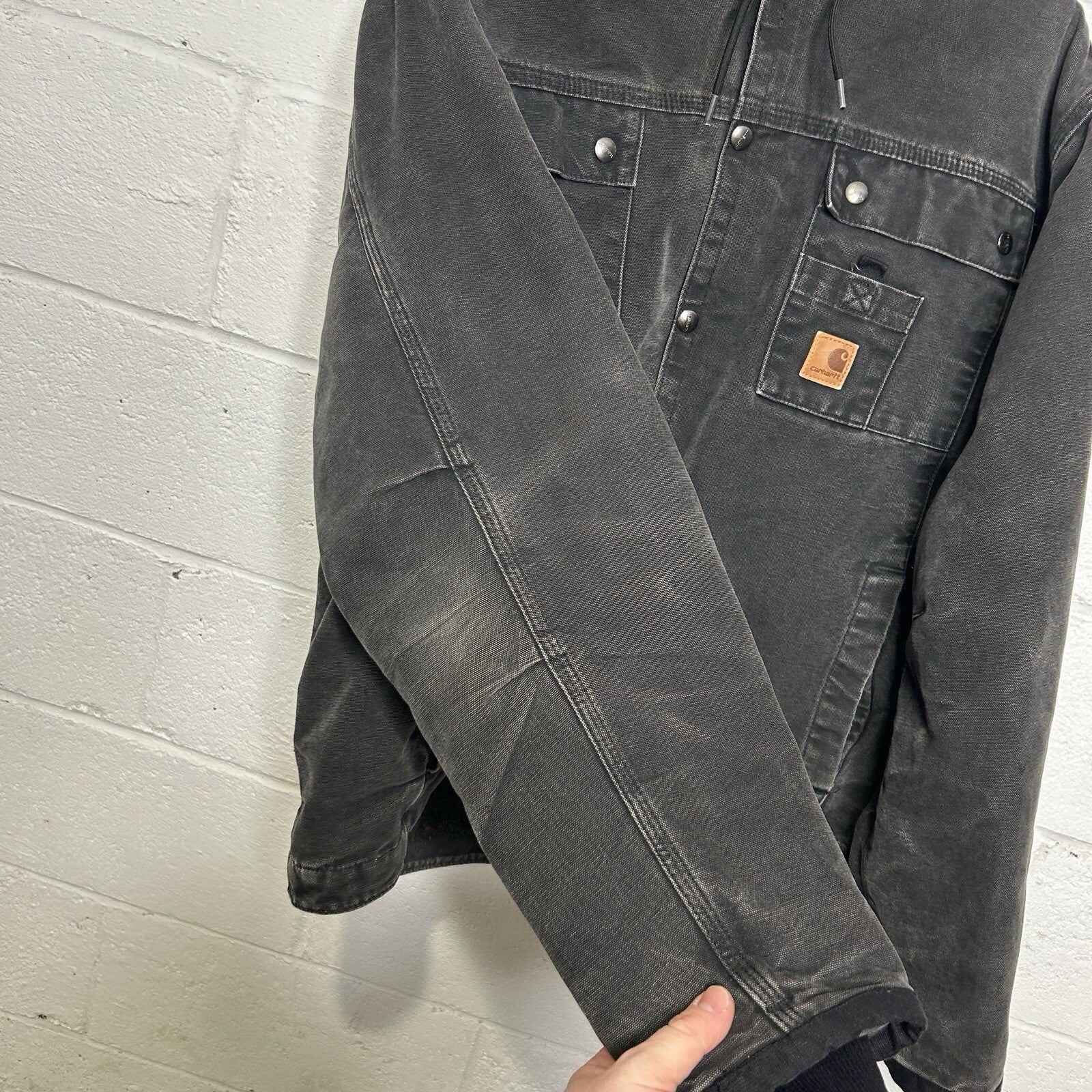 Y2K Carhartt Sandstone Hooded Multi-Pocket Jacket “Black” J284 BLK Men’s Large