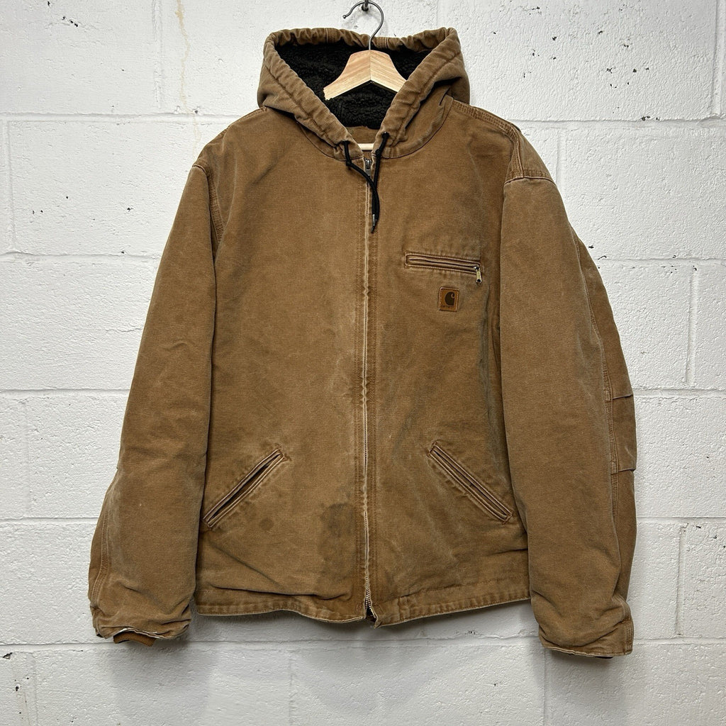Carhartt Sherpa-Lined Hooded Detroit Jacket “Brown” J141 211 Men’s X-Large
