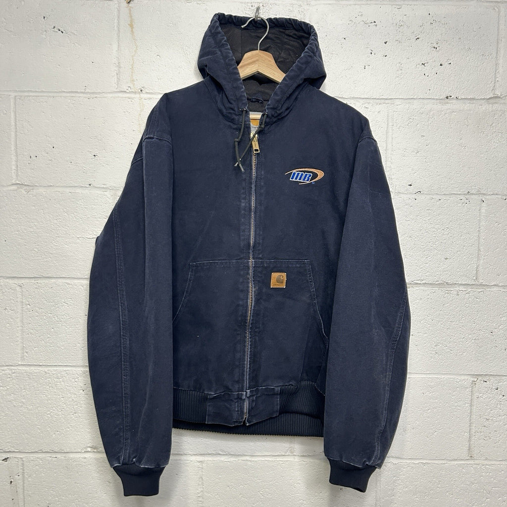 Vintage Carhartt Hooded Active Jacket “Midnight Blue” J130 MDT Men’s Large