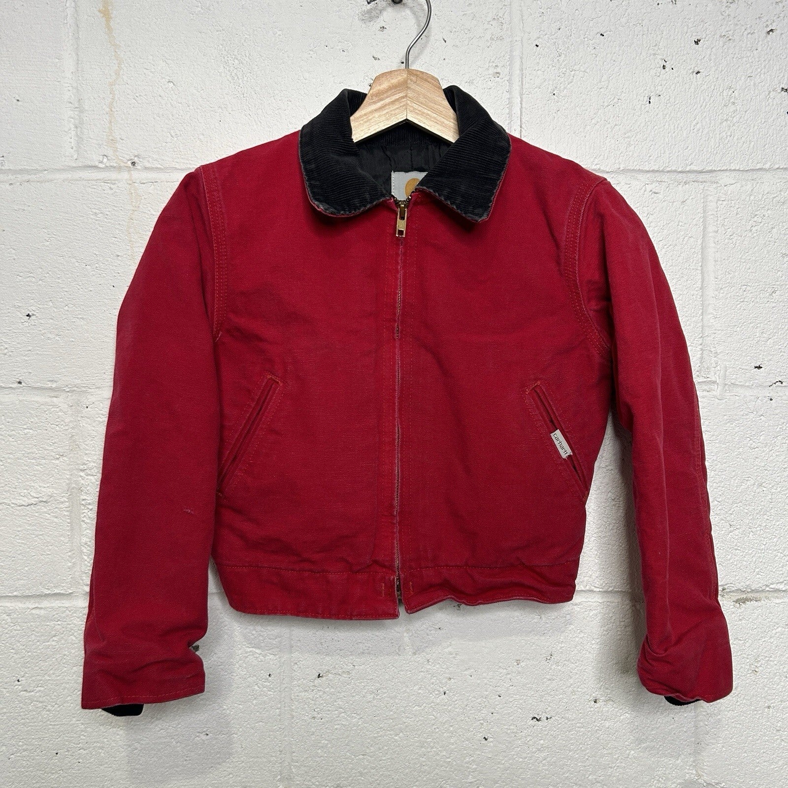 Vintage Carhartt Firm Duck Quilt-Lined Detroit Jacket “Red” JQ600 Youth Medium