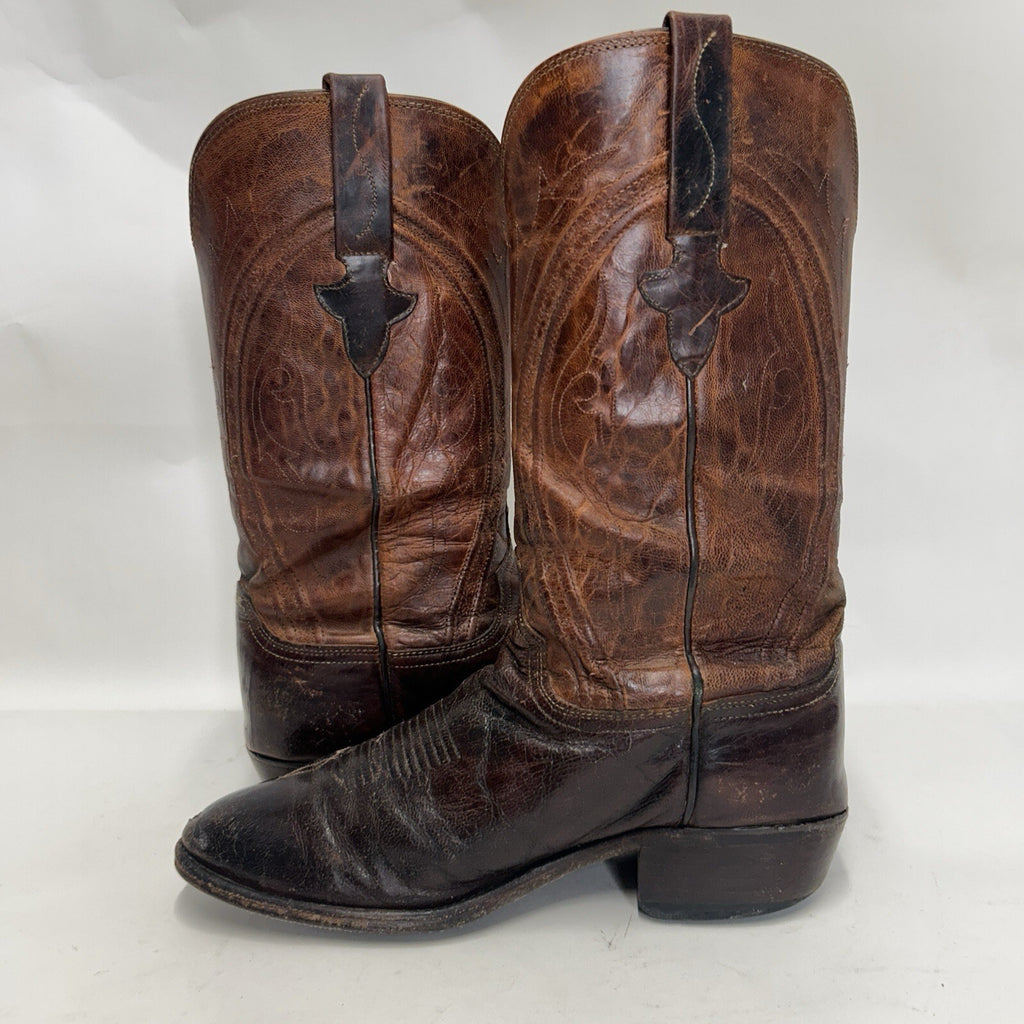 Vintage Lucchese Western Cowboy Boots Goat “Brown” Men’s 8.5EE Needs Repair