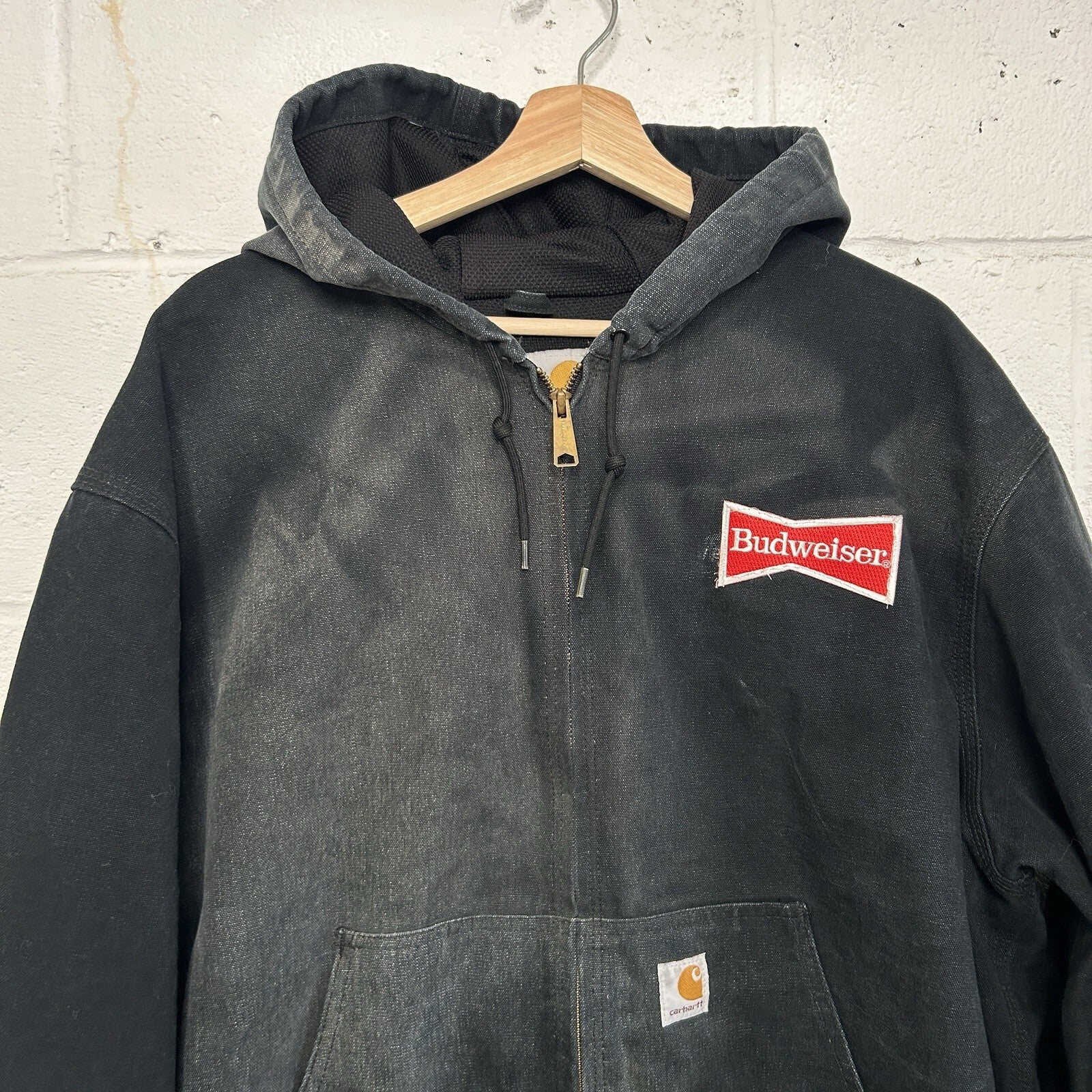 Carhartt Thermal Hooded Active Jacket “Black” Budweiser J131 BLK Men’s XL