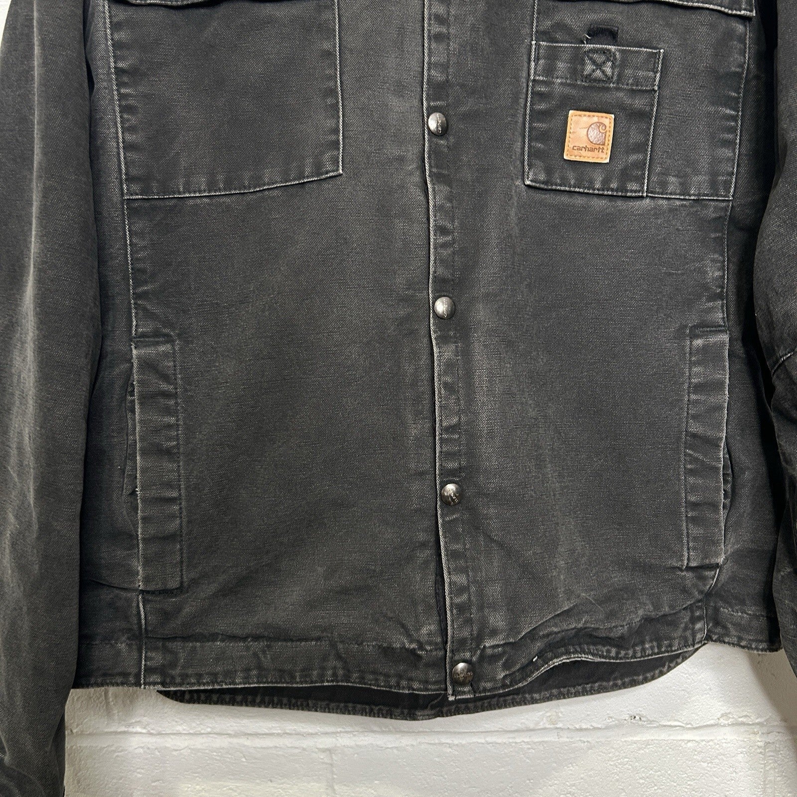 Y2K Carhartt Sandstone Hooded Multi-Pocket Jacket “Black” J284 BLK Men’s Large
