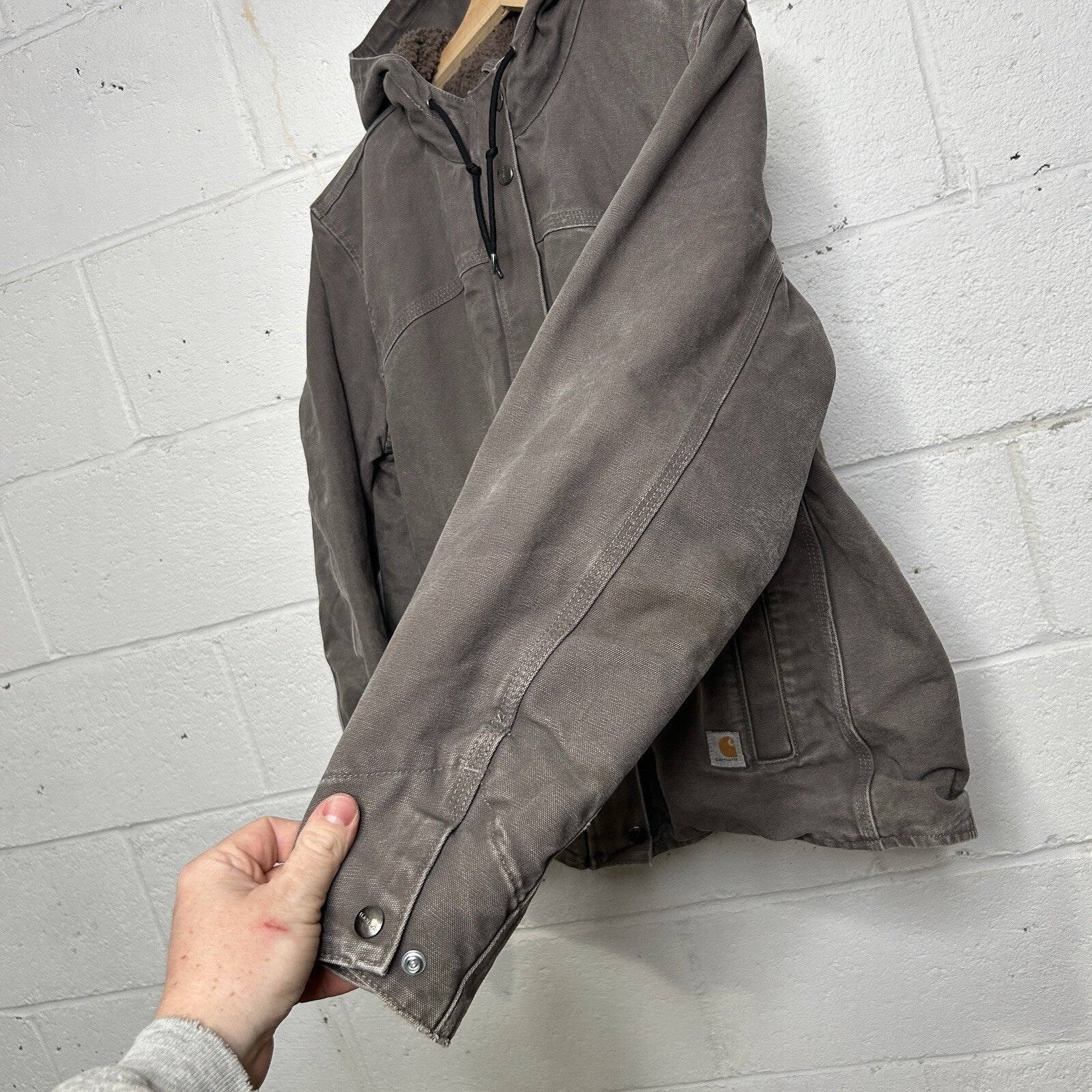 Y2K Carhartt Sherpa-Lined Sandstone Berkley Jacket “Taupe Grey” 100657-032