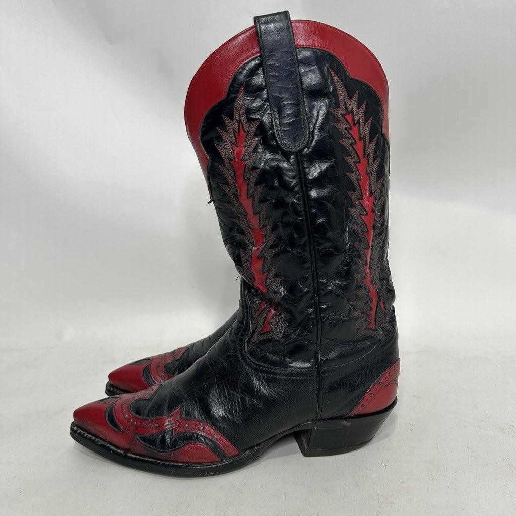 Tony Lama Classic 3866 Firewalker Cowboy Boots “Black Red” Men’s 8EE