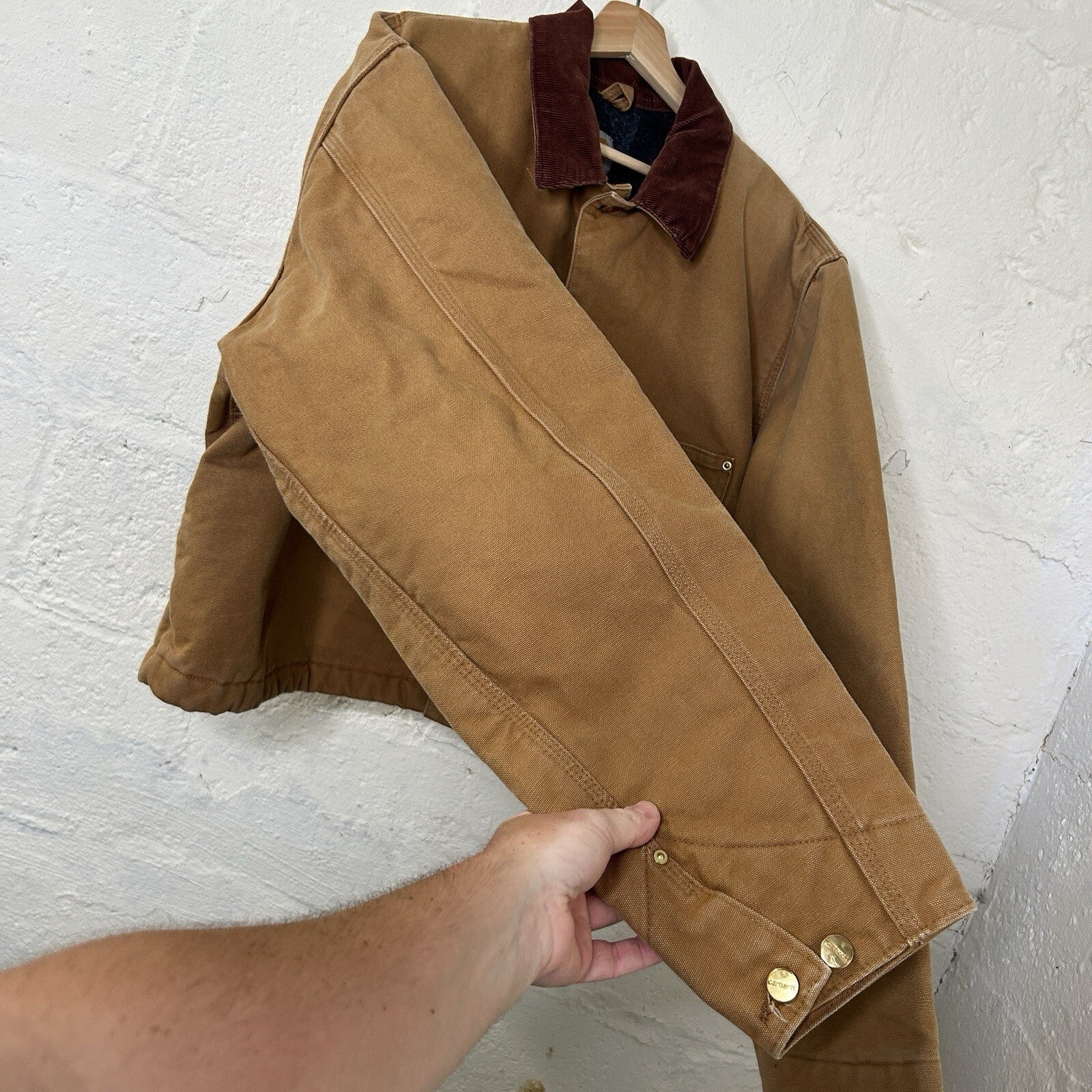 Y2K Cropped Carhartt Blanket-Lined Chore Coat “Brown” C001 BRN Men’s XL