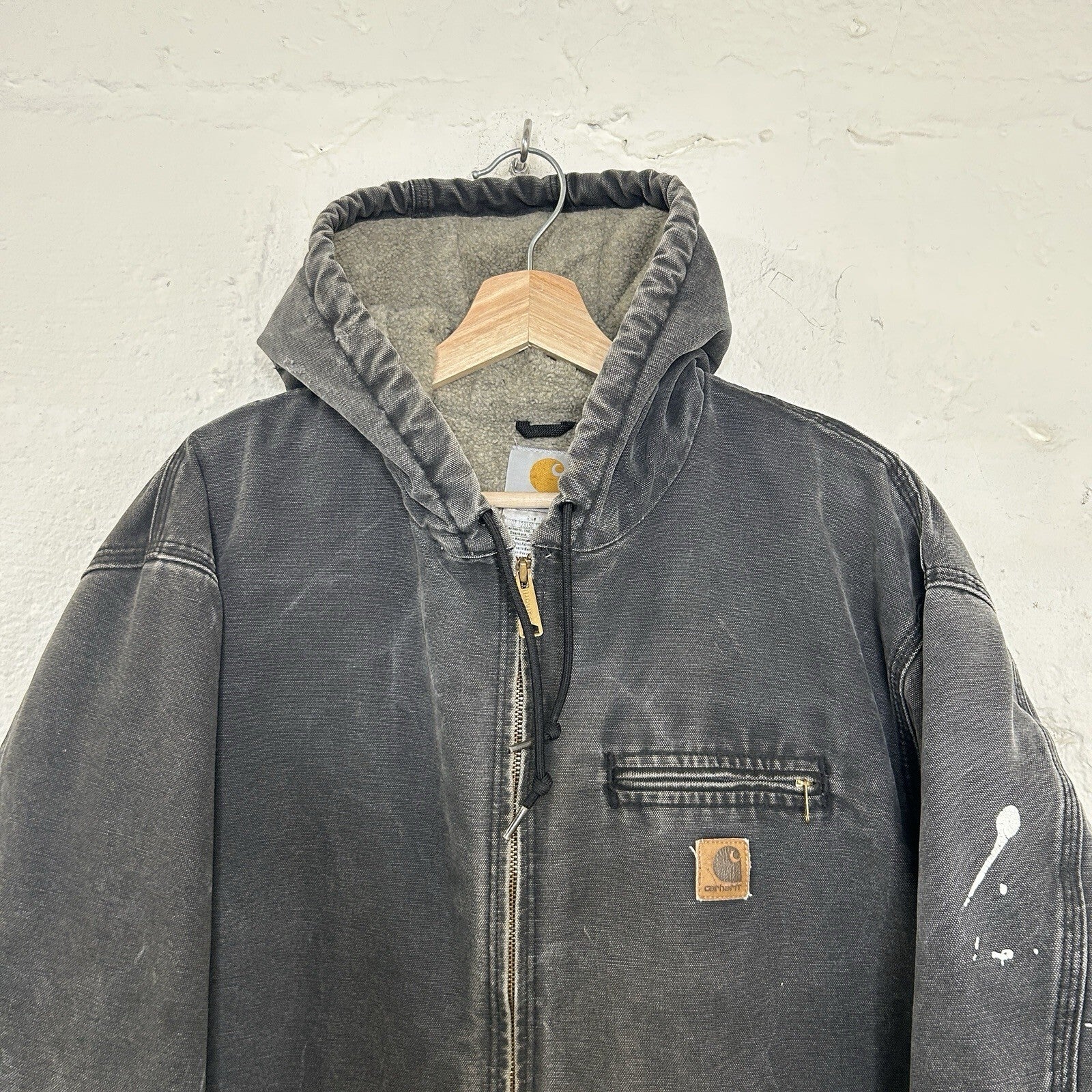 Vintage Carhartt Sherpa-Lined Hooded Detroit Jacket “Black” J141 BLK Men’s XL