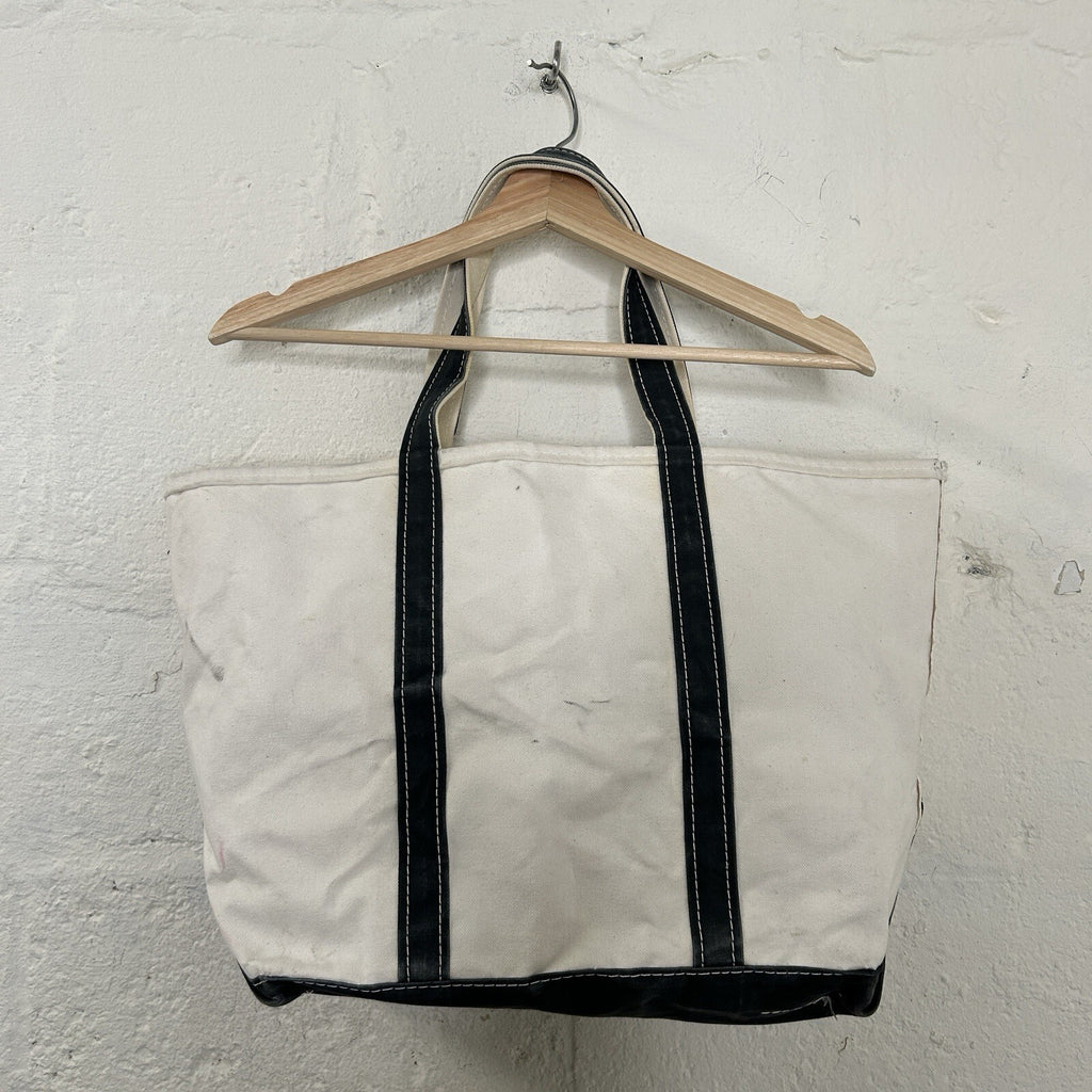Vintage 90s LL Bean Boat and Tote Canvas Large Short Handle “Black White” CA, LA