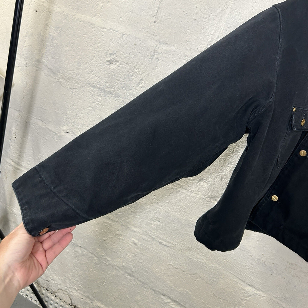 Vintage Cropped Carhartt Blanket-Lined Chore Coat “Black” C01 BLK Men’s 2XL