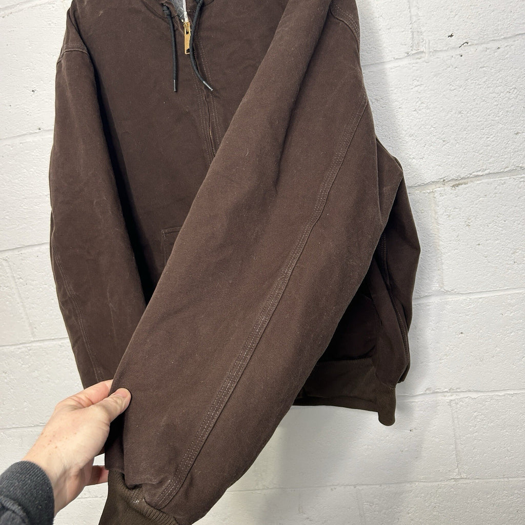 Vintage Carhartt Fleece-Lined Hooded Jacket “Dark Brown” J158 DKB Men's X-Large