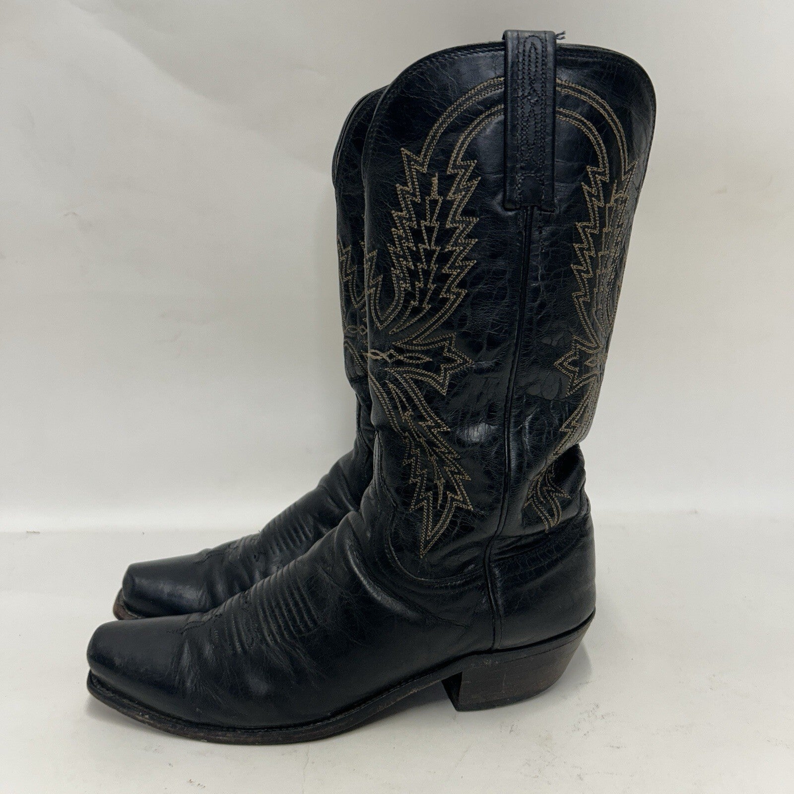 Lucchese 1883 Crayton Mad Dog Western Cowboy Boots “Black White” Men’s 8D
