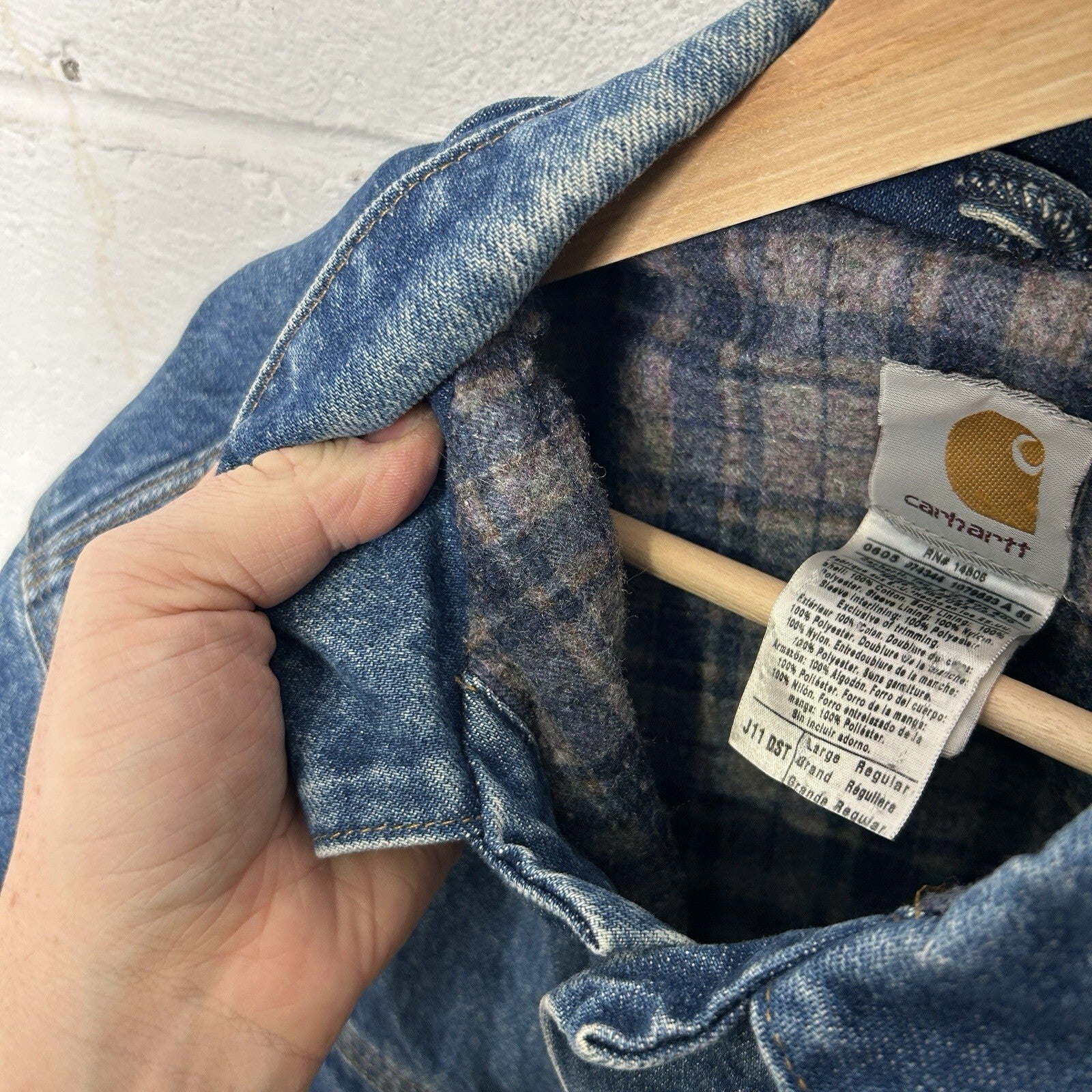 Vintage Carhartt Blanket-Lined Denim Trucker Jacket “Darkstone” J11 DST Men’s L