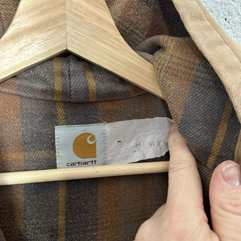 Vintage Carhartt Plaid-Lined Hooded Active Jacket “Brown” Men’s Small