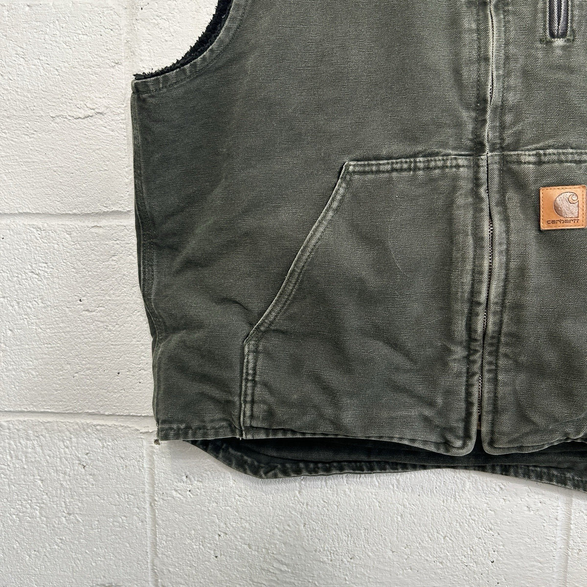 Carhartt Sandstone Sherpa-Lined Mock Neck Vest “Moss Green”