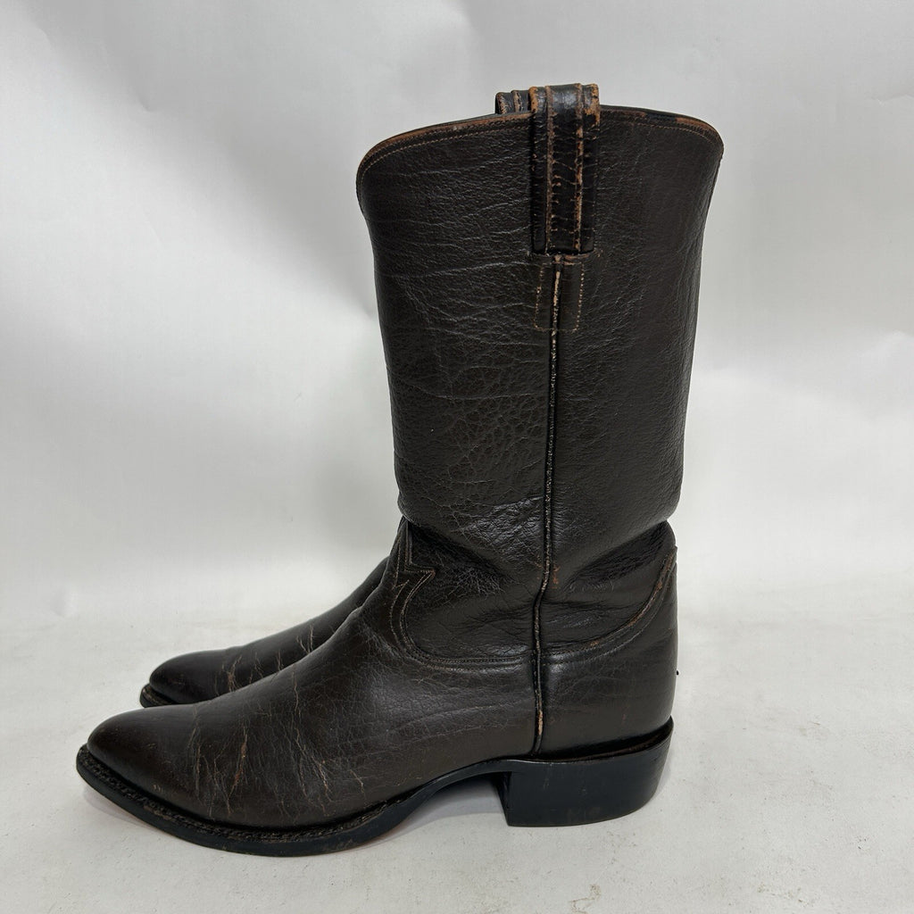 1960s Tony Lama Gold Label Exotic Water Buffalo Cowboy Boots “Espresso”