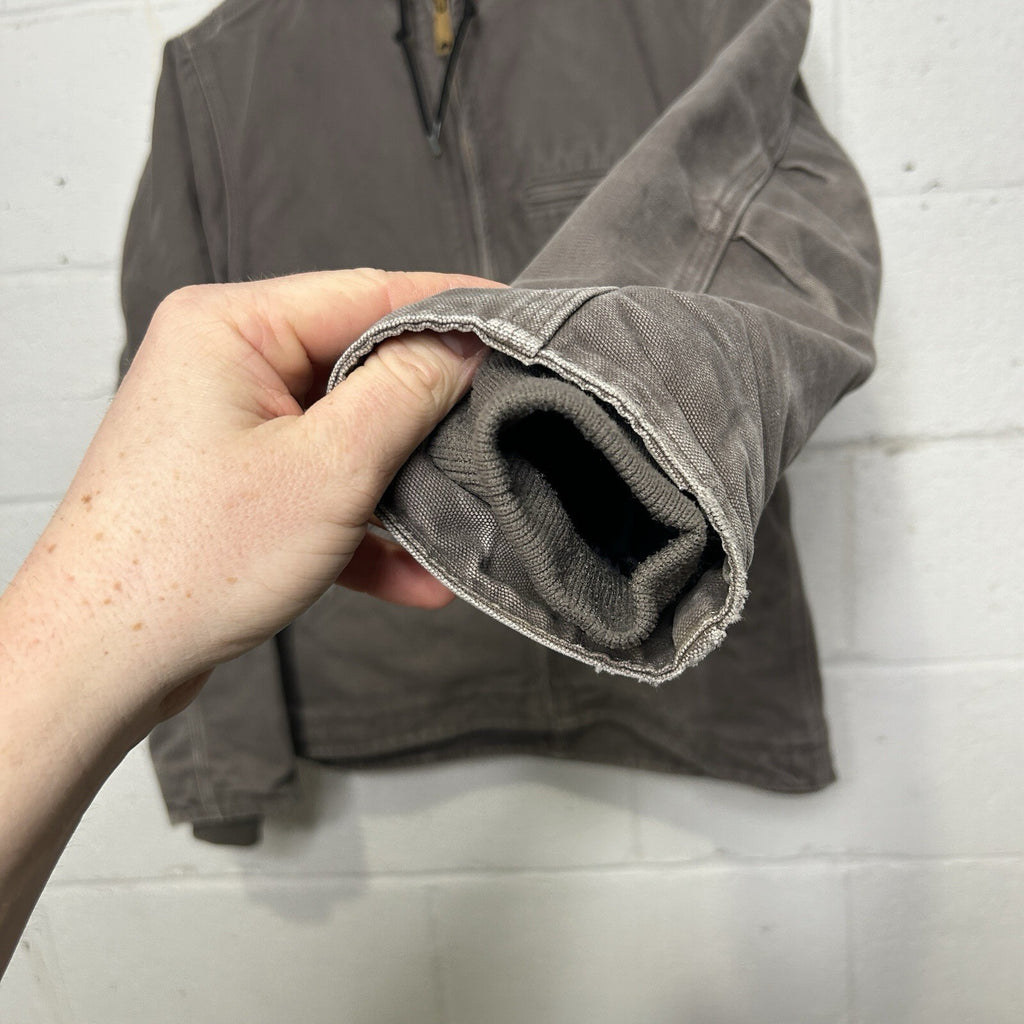 Y2K Carhartt Sherpa-Lined Hooded Detroit Jacket “Gray” WJ141-032 Women’s Small