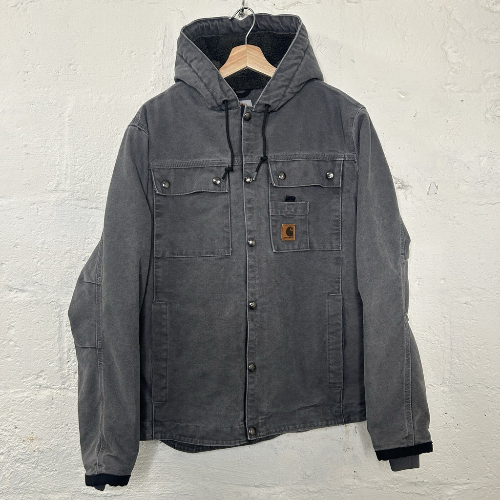 Y2K Carhartt Sandstone Hooded Multi-Pocket Jacket “Gravel” J284 GVL Men’s Small