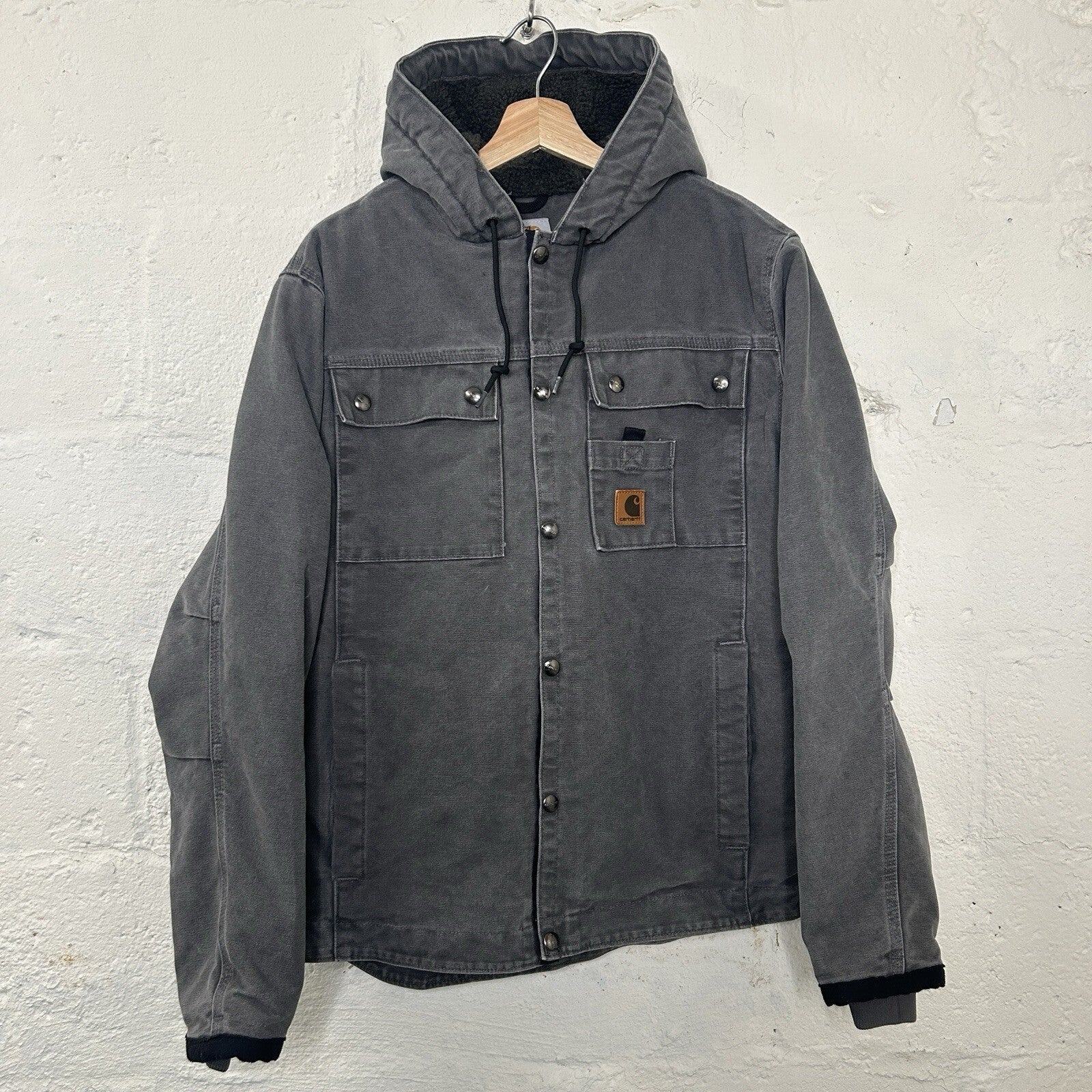 Y2K Carhartt Sandstone Hooded Multi-Pocket Jacket “Gravel” J284 GVL Men’s Small