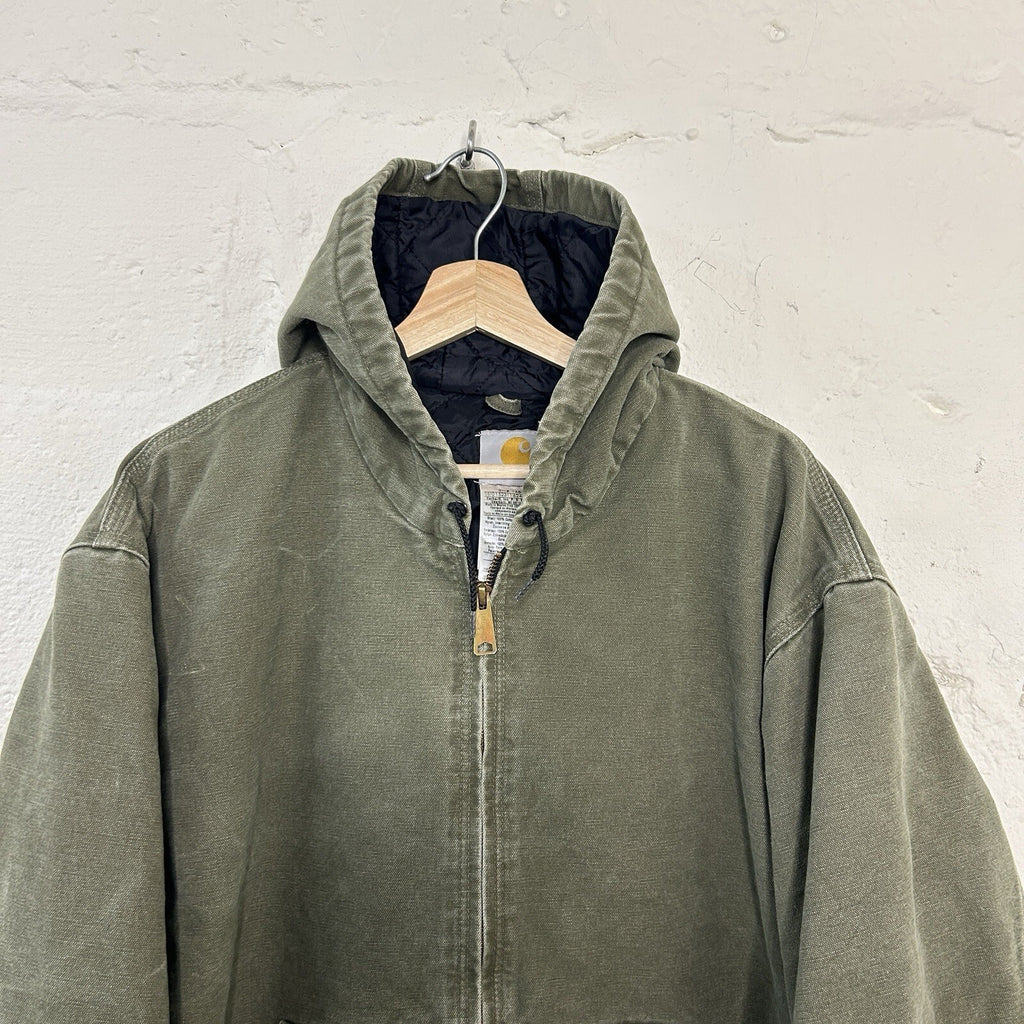 Vintage Carhartt Hooded Active Jacket “Light Olive” J270 LOV Men’s X-Large