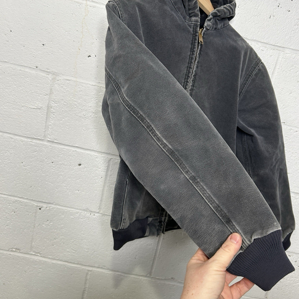 Vintage Carhartt Quilted Hooded Active Jacket “Petrol Gray” Y06 PTL Youth Large