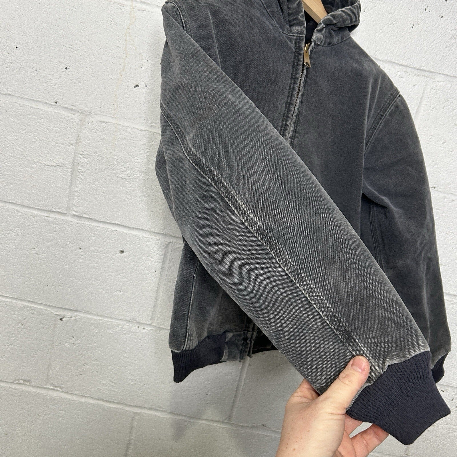 Vintage Carhartt Quilted Hooded Active Jacket “Petrol Gray” Y06 PTL Youth Large