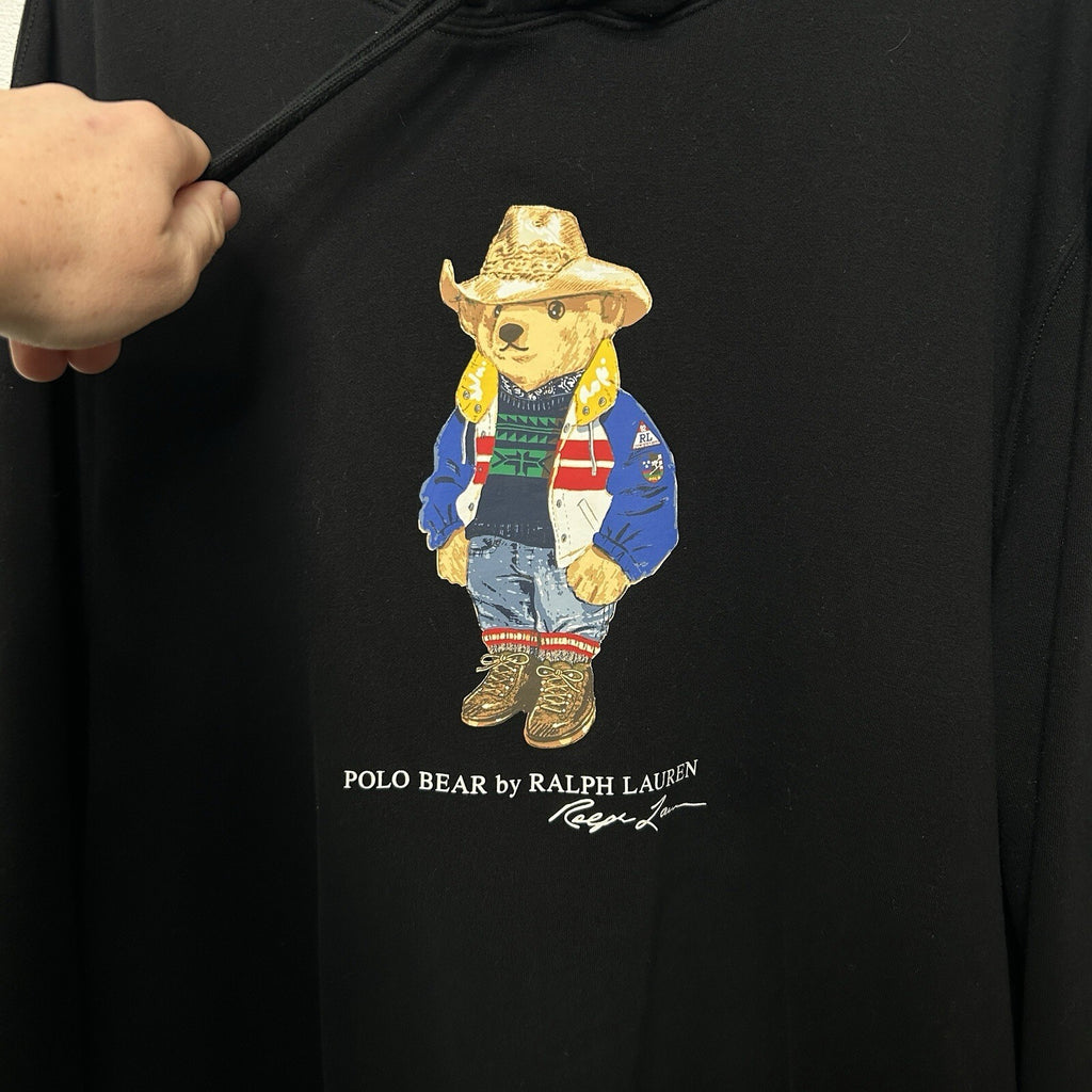 Polo Ralph Lauren Cowboy Ranch Polo Bear Fleece Hoodie “Black” Men’s 2XL Worn