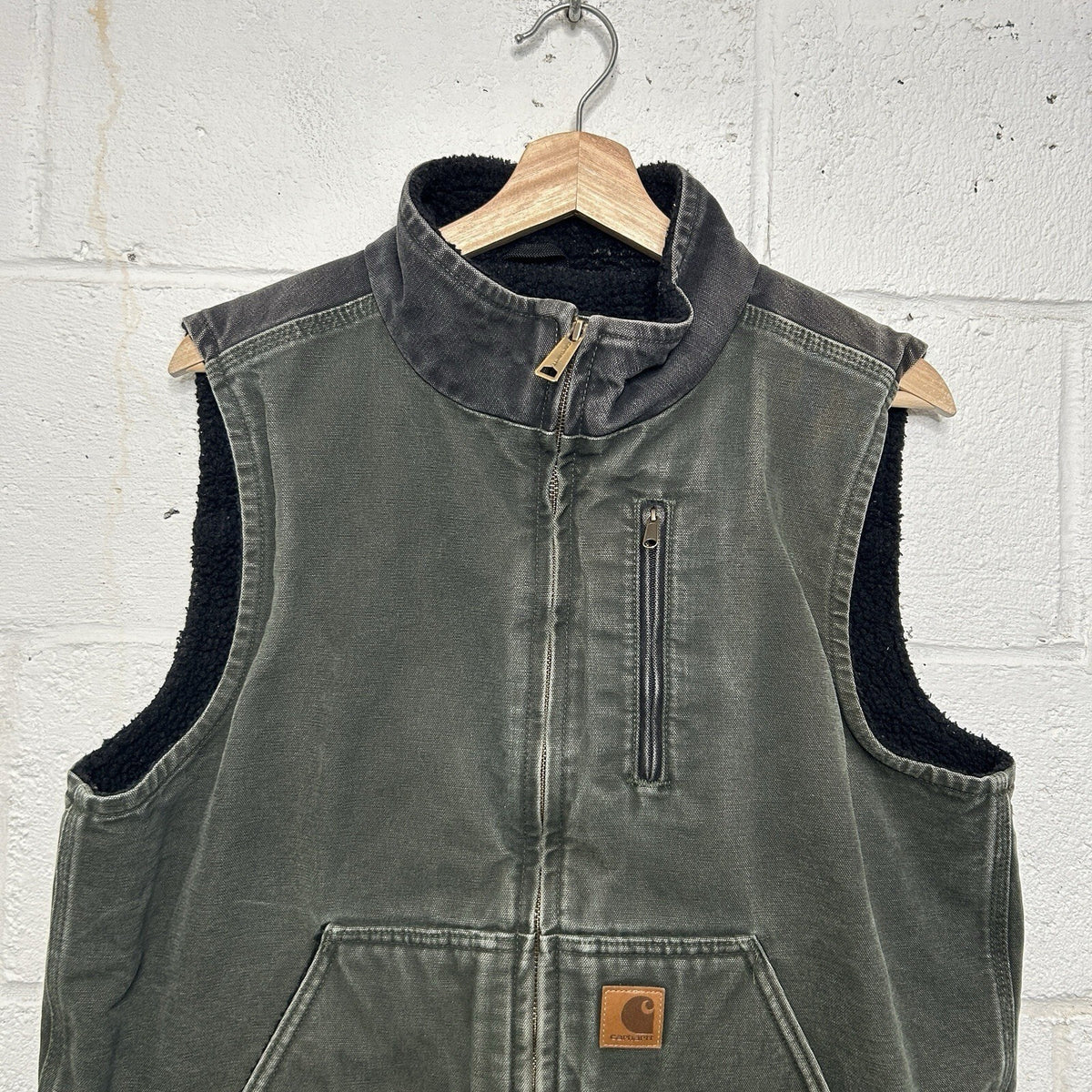 Carhartt Sandstone Sherpa-Lined Mock Neck Vest “Moss Green” V33-355 Men’s Medium